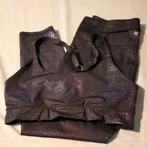 Wildfox Glittery Black Activewear Leggings And Bra Set